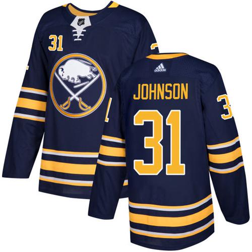 Men Adidas Buffalo Sabres #31 Chad Johnson Navy Blue Home Authentic Stitched NHL Jersey